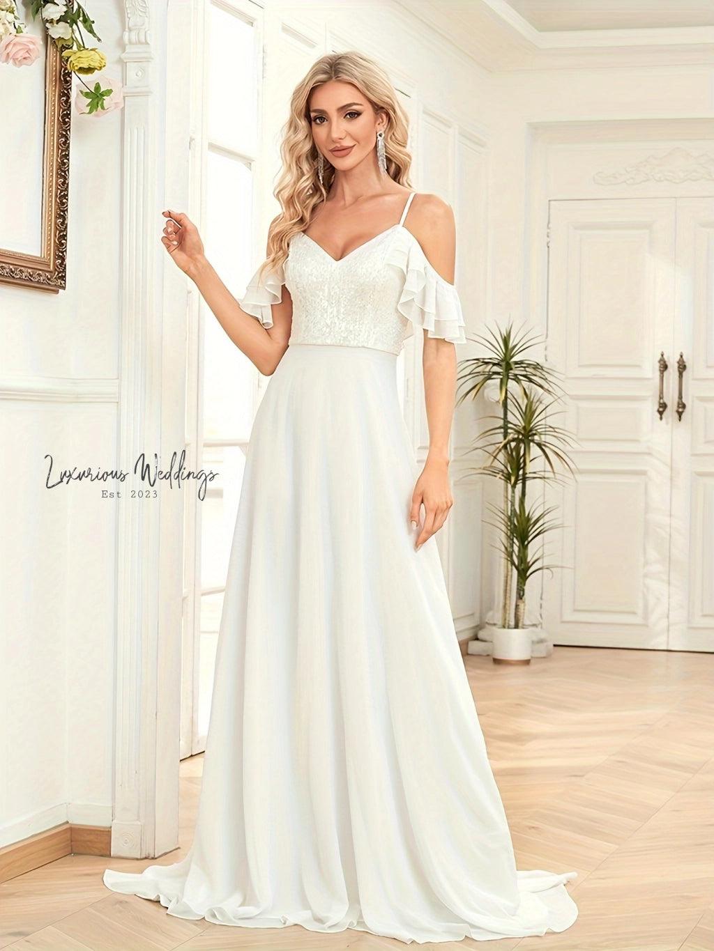 Stunning Sequin Wedding Dress - Elegant, Versatile, High-Quality - Luxurious Weddings