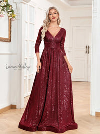 V-Neck Sequin Maxi Dress for Bridesmaids - Elegant Women's Clothing Luxurious Weddings