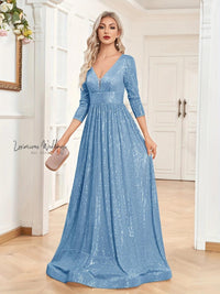 V-Neck Sequin Maxi Dress for Bridesmaids - Elegant Women's Clothing Luxurious Weddings