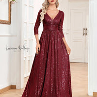 V-Neck Sequin Maxi Dress for Bridesmaids - Elegant Women's Clothing Luxurious Weddings