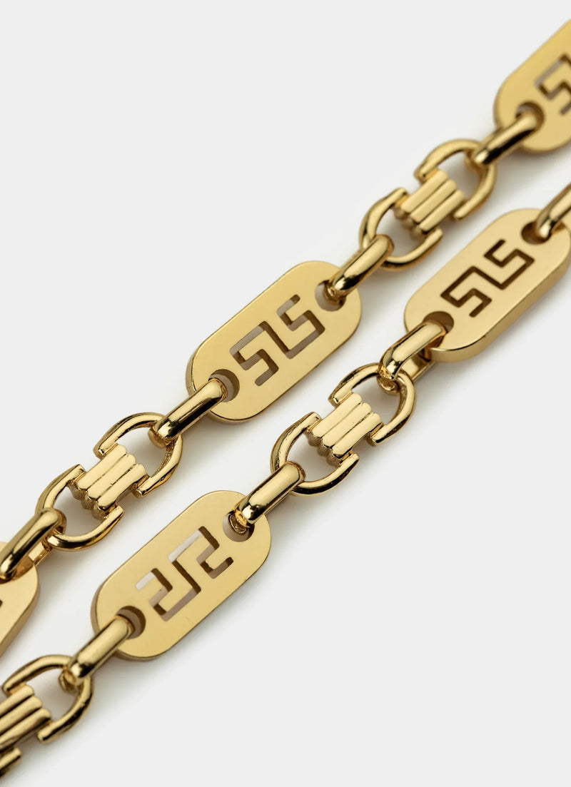 Greca Plate Bracelet 8mm -18K Gold Plated