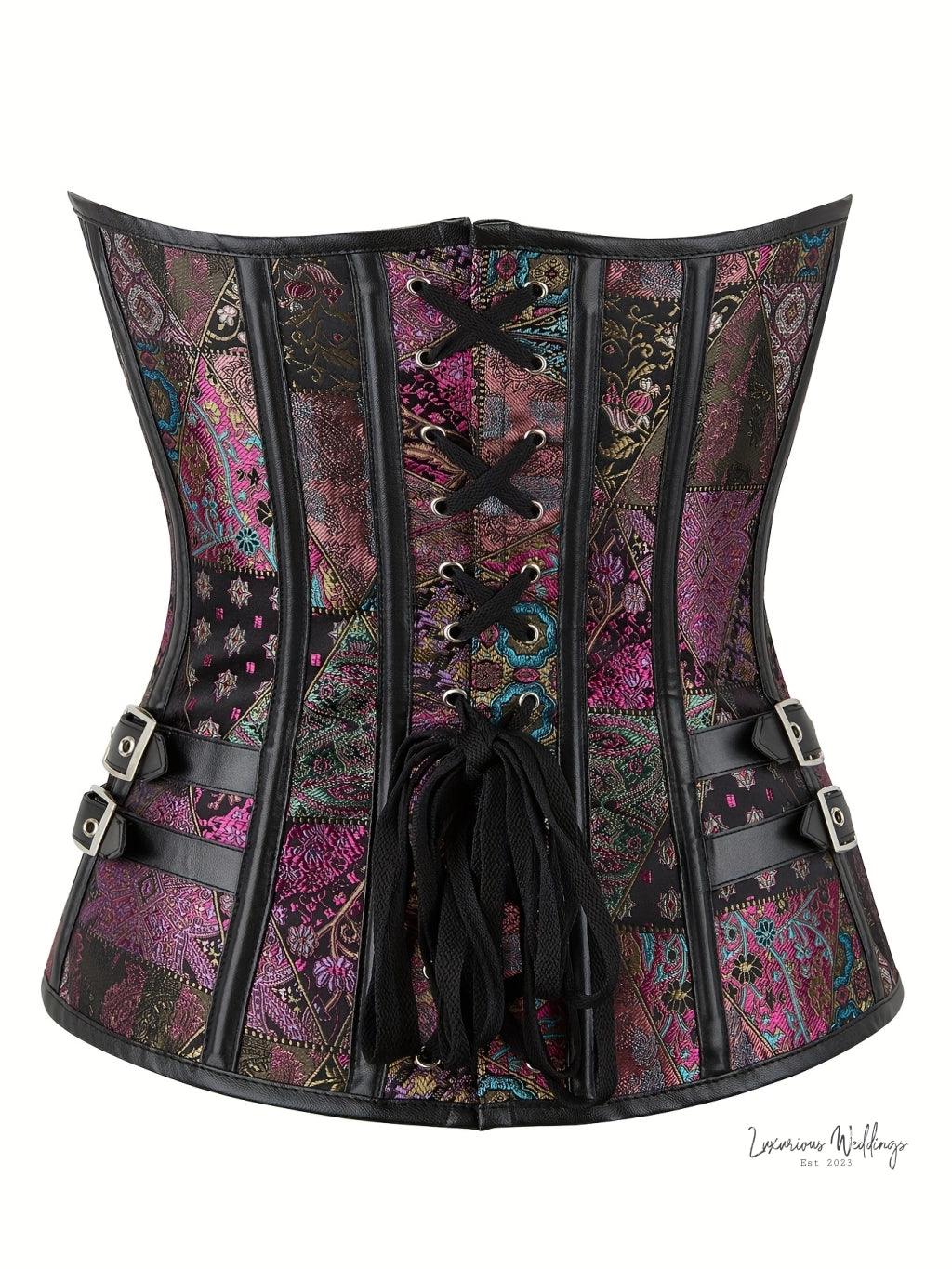Vintage Gothic Corset Bustier - Lace Up Steampunk Body Shaper for Women - Luxurious Weddings