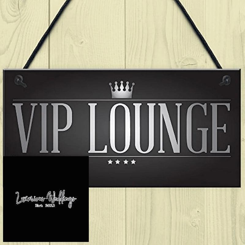 Vintage VIP Lounge: Hanging Man Cave Sign for Home Bar, - Luxurious Weddings