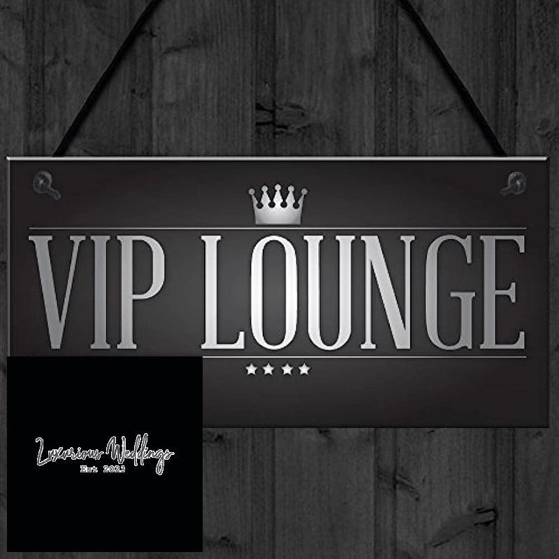 Vintage VIP Lounge: Hanging Man Cave Sign for Home Bar, signs Luxurious Weddings