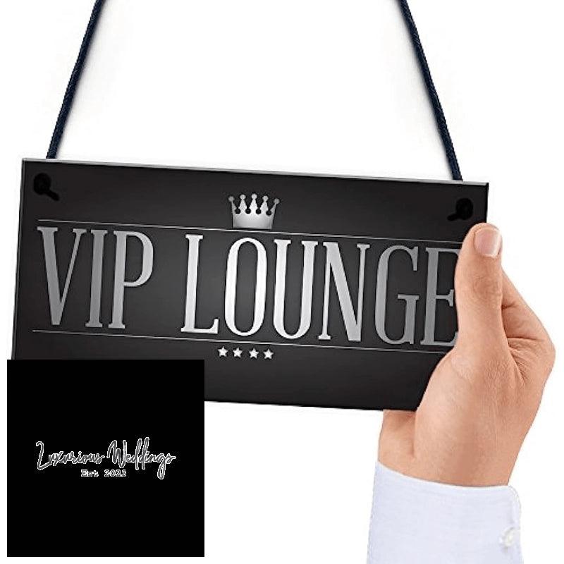 Vintage VIP Lounge: Hanging Man Cave Sign for Home Bar, - Luxurious Weddings