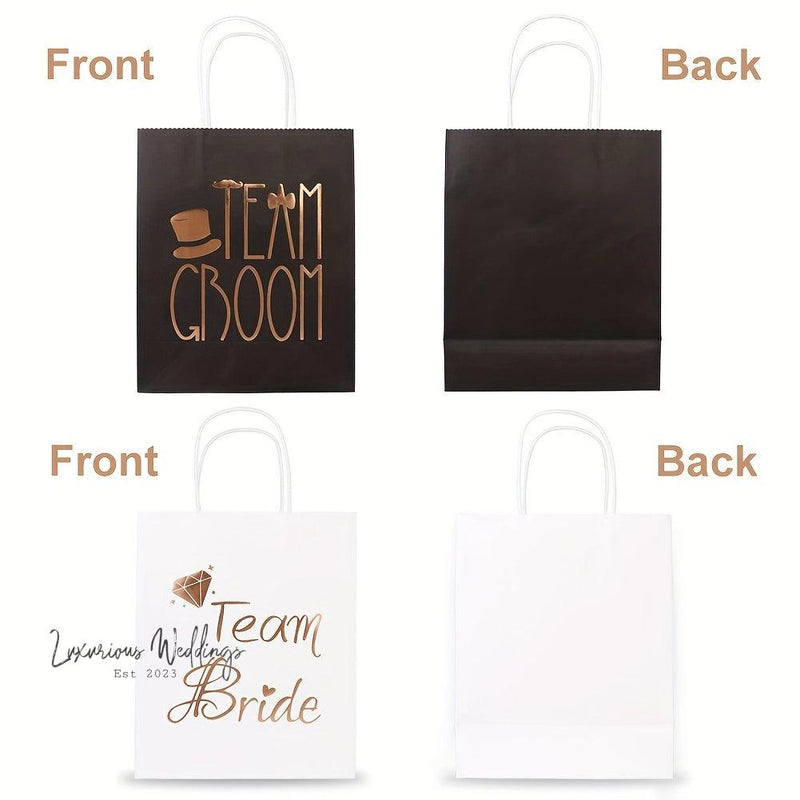 Wedding Party Gift Bags - 12pcs, Rose Gold Foiled, Bridal Shower Favors Wedding favors Luxurious Weddings