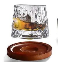 Rotating Whiskey Glass with Wooden Base Luxurious Weddings