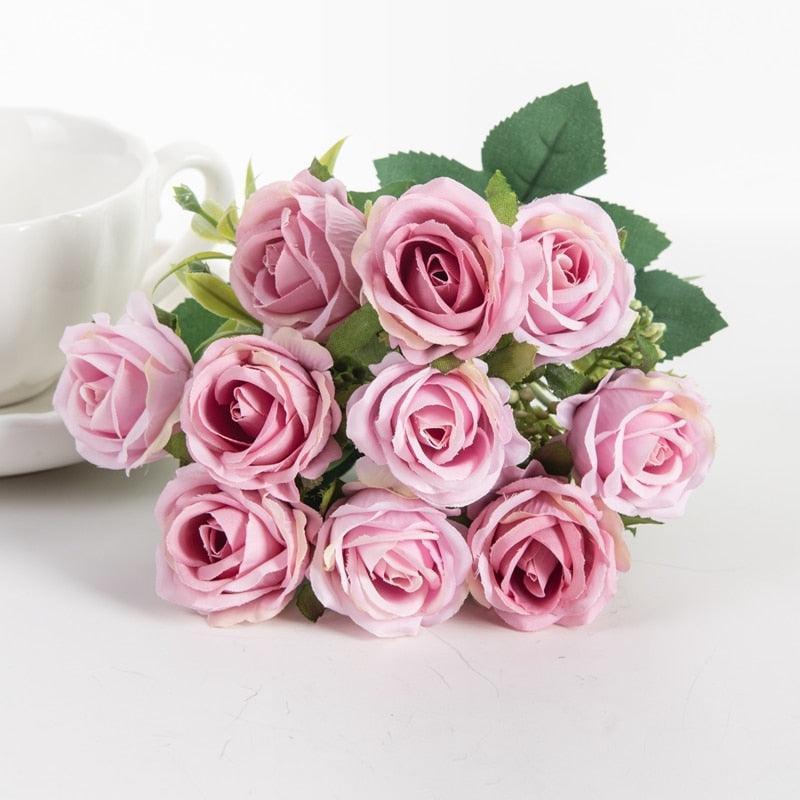 10 Heads Silk Roses Artificial Floe Artificial Flowers Luxurious Weddings