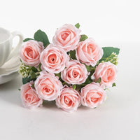 10 Heads Artificial Flowers Silk Roses Wedding Party Bouquet - Luxurious Weddings