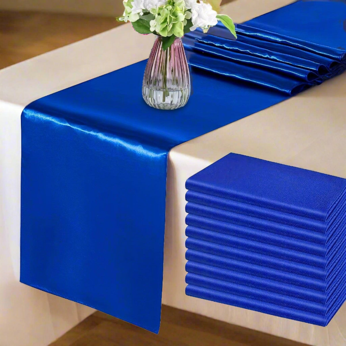 10-Pack Colorful Satin Table Runners - Perfect for Weddings, - Luxurious Weddings