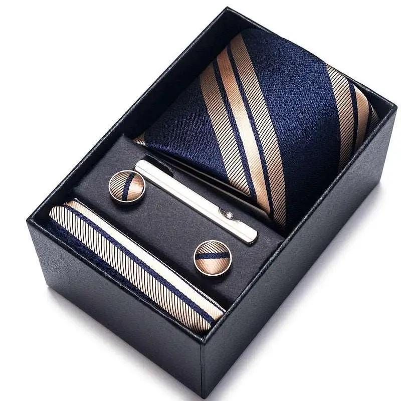 100% Silk Tie Handkerchief Cufflink Set For Men - Luxurious Weddings