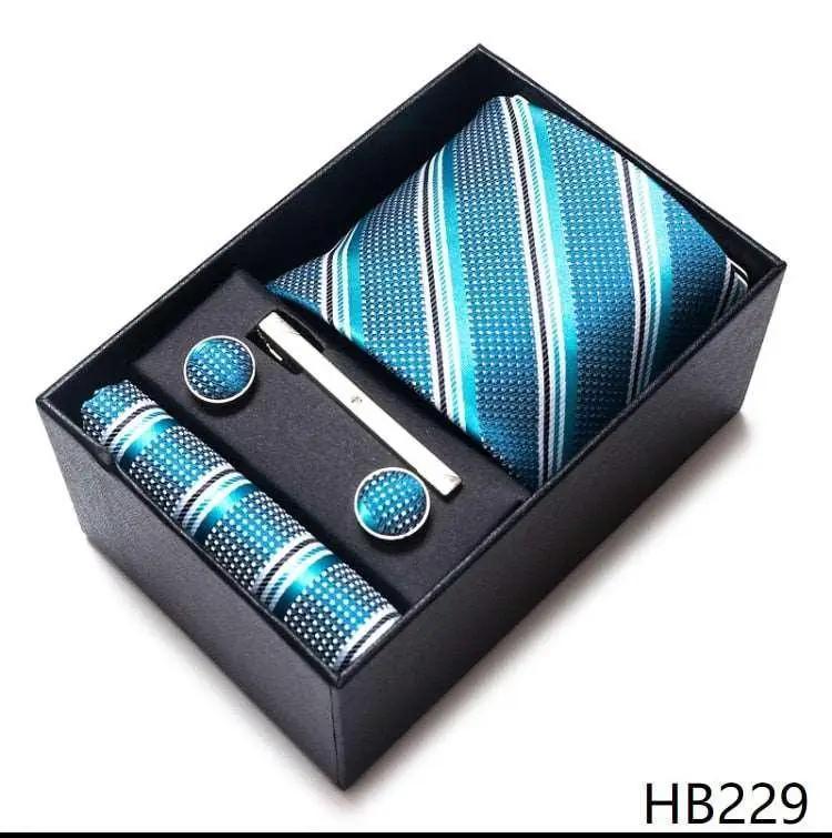 100% Silk Tie Handkerchief Cufflink Set For Men - Luxurious Weddings