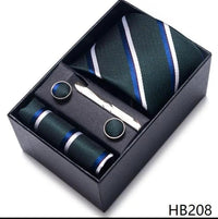 100% Silk Tie Handkerchief Cufflink Set For Men - Luxurious Weddings