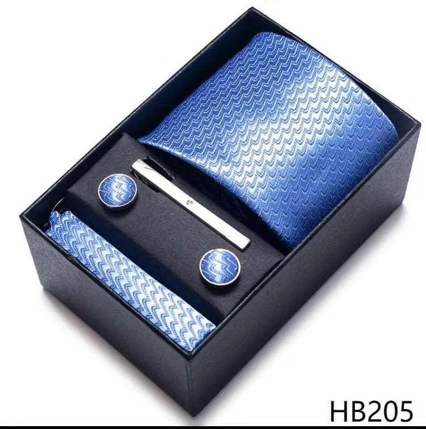 100% Silk Tie Handkerchief Cufflink Set For Men - Luxurious Weddings