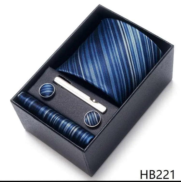 100% Silk Tie Handkerchief Cufflink Set For Men - Luxurious Weddings