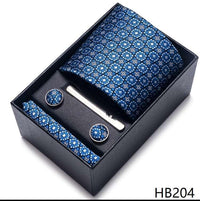 100% Silk Tie Handkerchief Cufflink Set For Men - Luxurious Weddings