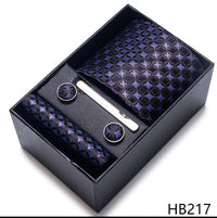 100% Silk Tie Handkerchief Cufflink Set For Men - Luxurious Weddings