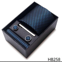 100% Silk Tie Handkerchief Cufflink Set For Men - Luxurious Weddings