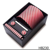 100% Silk Tie Handkerchief Cufflink Set For Men - Luxurious Weddings