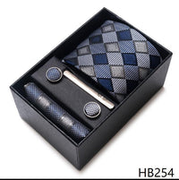 100% Silk Tie Handkerchief Cufflink Set For Men - Luxurious Weddings