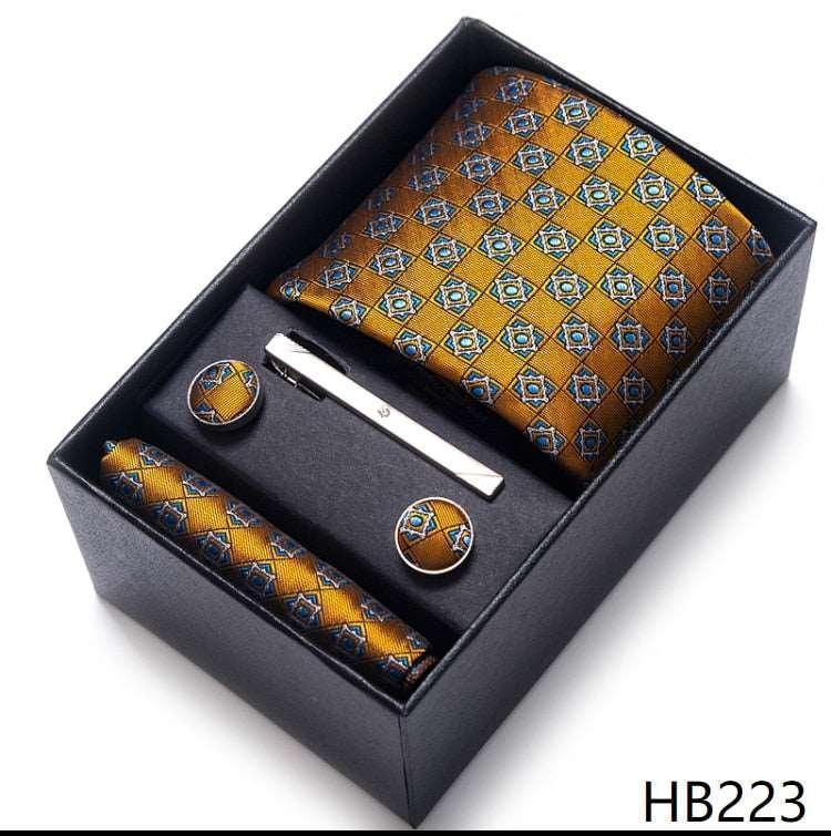 100% Silk Tie Handkerchief Cufflink Set For Men - Luxurious Weddings