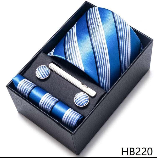 100% Silk Tie Handkerchief Cufflink Set For Men - Luxurious Weddings