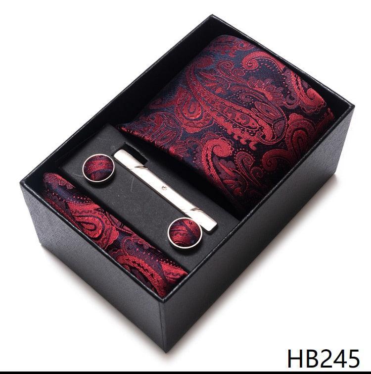 100% Silk Tie Handkerchief Cufflink Set For Men - Luxurious Weddings