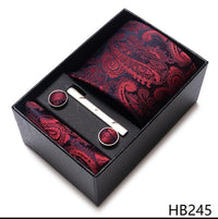 100% Silk Tie Handkerchief Cufflink Set For Men - Luxurious Weddings