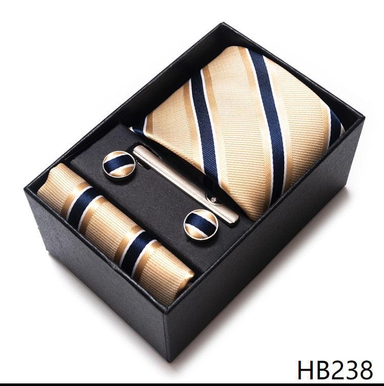 100% Silk Tie Handkerchief Cufflink Set For Men - Luxurious Weddings