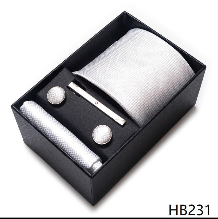 100% Silk Tie Handkerchief Cufflink Set For Men - Luxurious Weddings