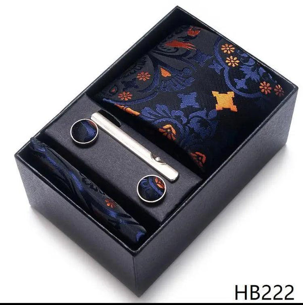 100% Silk Tie Handkerchief Cufflink Set For Men - Luxurious Weddings