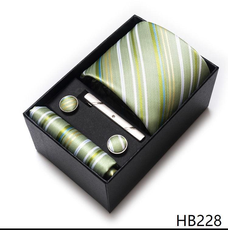 100% Silk Tie Handkerchief Cufflink Set For Men - Luxurious Weddings