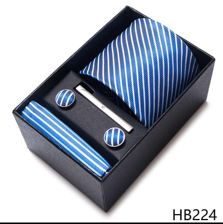 100% Silk Tie Handkerchief Cufflink Set For Men - Luxurious Weddings