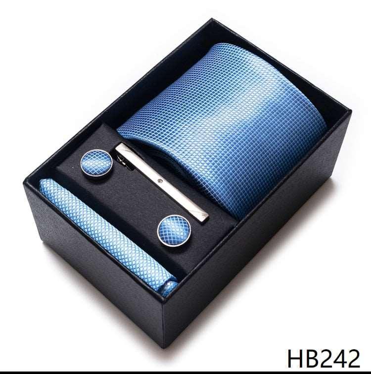 100% Silk Tie Handkerchief Cufflink Set For Men - Luxurious Weddings