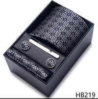 100% Silk Tie Handkerchief Cufflink Set For Men - Luxurious Weddings