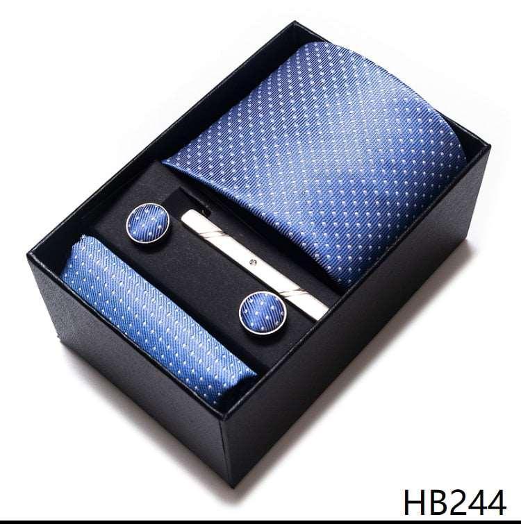 100% Silk Tie Handkerchief Cufflink Set For Men - Luxurious Weddings