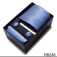 100% Silk Tie Handkerchief Cufflink Set For Men - Luxurious Weddings