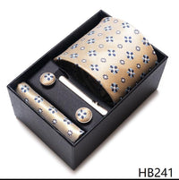 100% Silk Tie Handkerchief Cufflink Set For Men - Luxurious Weddings