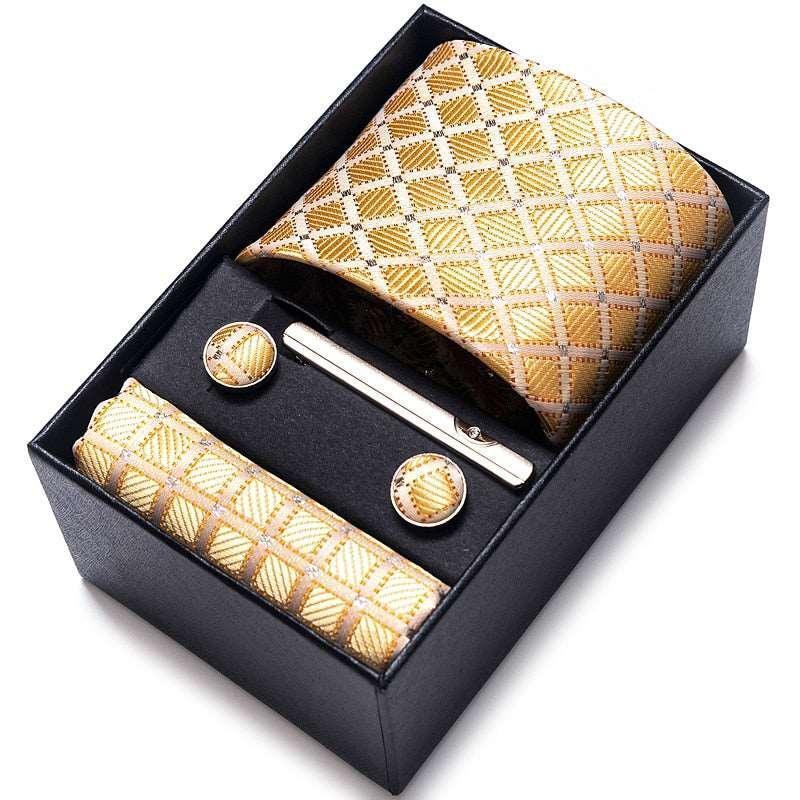 100% Silk Tie Handkerchief Cufflink Set For Men - Luxurious Weddings