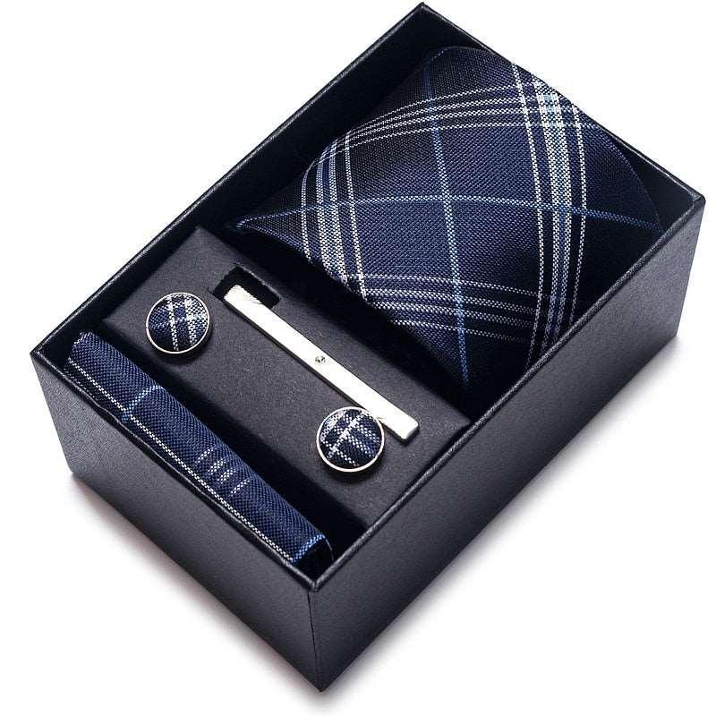 100% Silk Tie Handkerchief Cufflink Set For Men - Luxurious Weddings