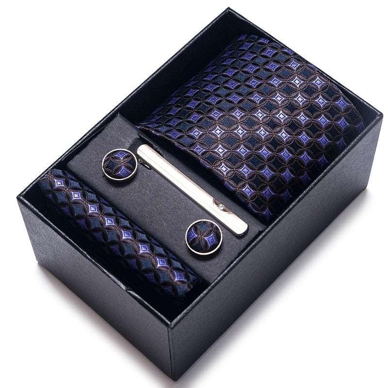 100% Silk Tie Handkerchief Cufflink Set For Men - Luxurious Weddings