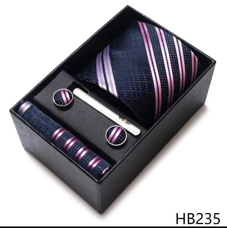 100% Silk Tie Handkerchief Cufflink Set For Men - Luxurious Weddings