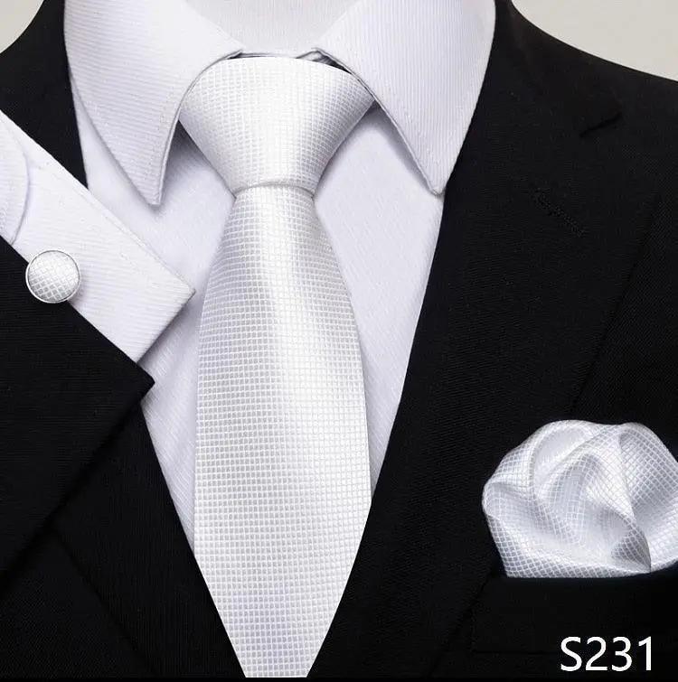 100% Silk Tie Hankie Cufflink Set - Luxurious Weddings