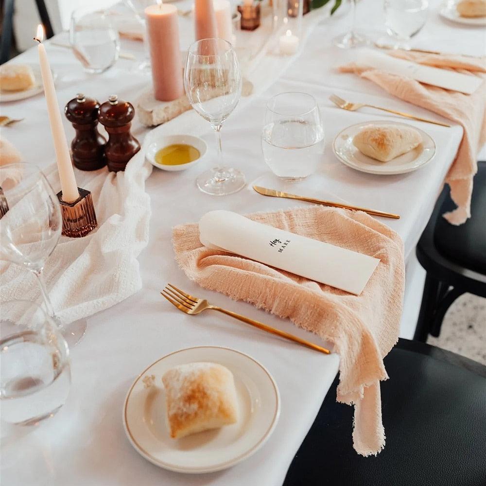 12pcs 100% Cotton Restaurant Napkins Cheesecloth Gauze Table Runner Cloth Napkins Table Cloth - Luxurious Weddings