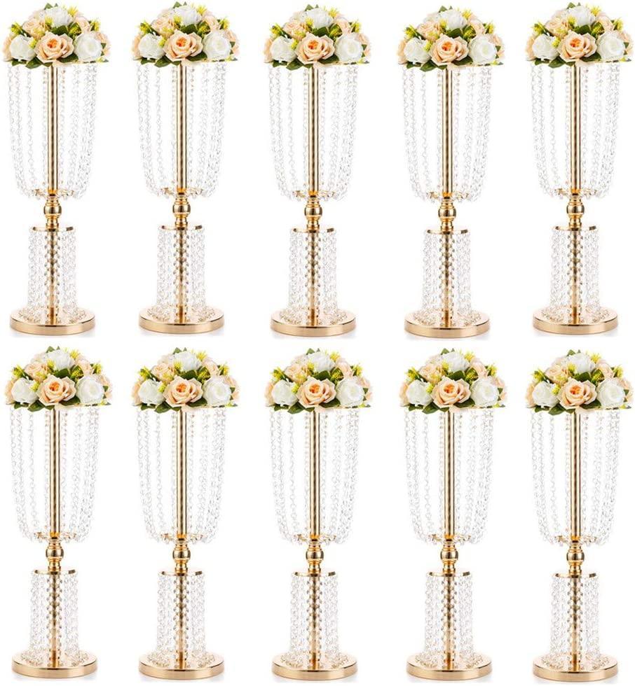 12pcs Acrylic Crystal Lead Table Flower Stand Centerpiece - Luxurious Weddings