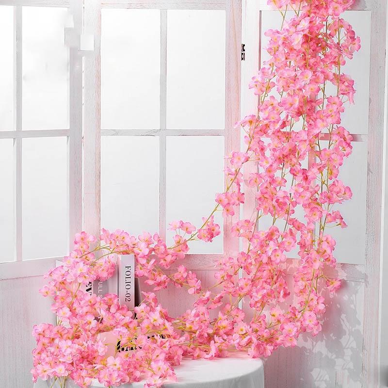 135 flower head Vine silk artificial cherry blossom Artificial Flowers Luxurious Weddings