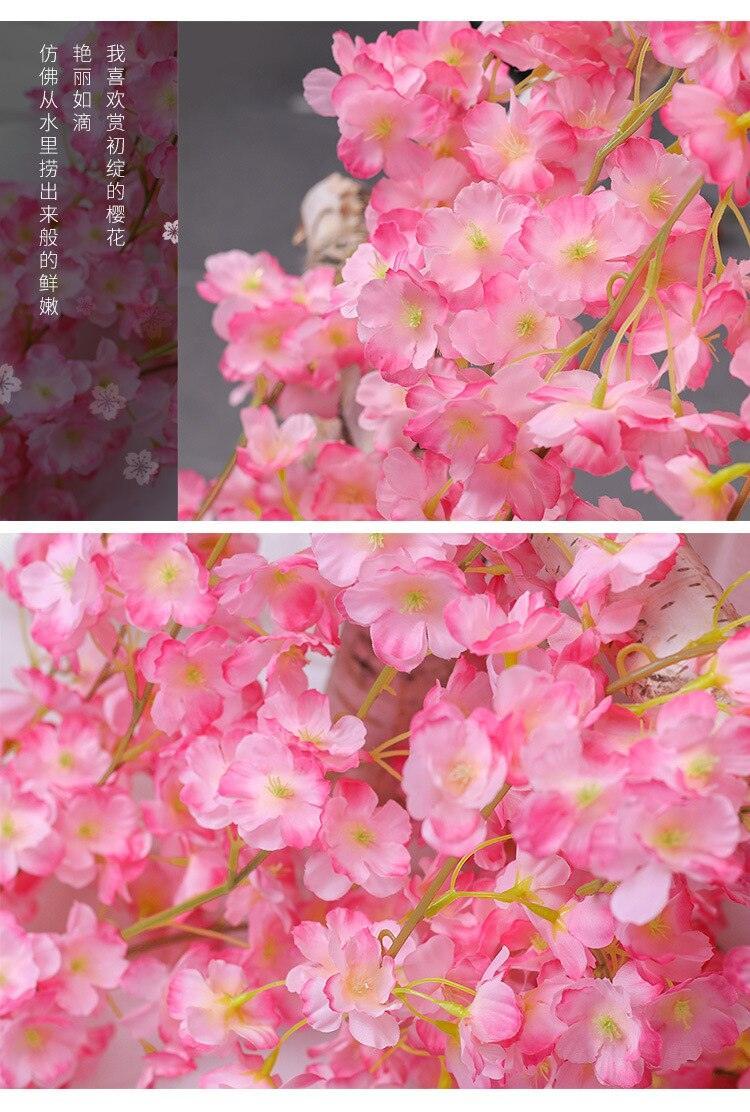 135 flower head 1Vine silk artificial cherry blossom rose vine - Luxurious Weddings