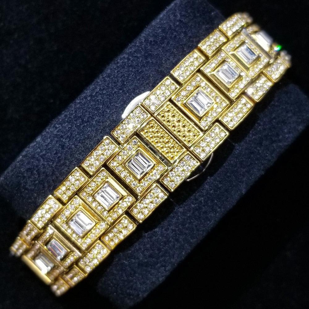 18k Gold Nano Plated Luxury Gold Full Diamond Watch - Luxurious Weddings