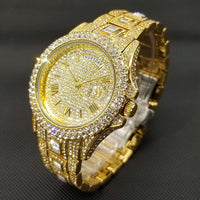 18k Gold Nano Plated Luxury Gold Full Diamond Watch - Luxurious Weddings