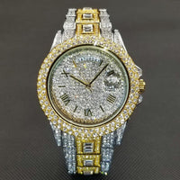 18k Gold Nano Plated Luxury Gold Full Diamond Watch - Luxurious Weddings